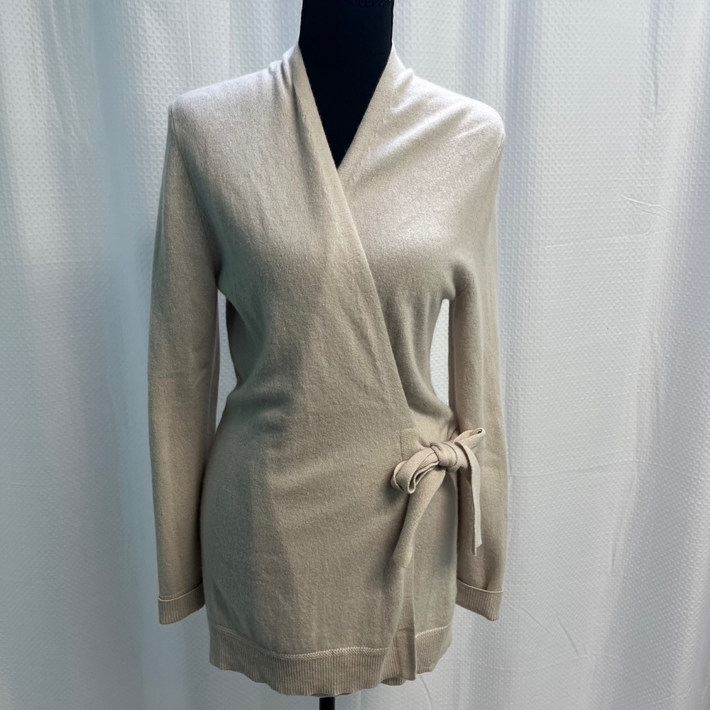 Banana Republic Scottish Cashmere Todd & Duncan Wrap Cardigan Beige Medium
